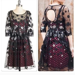 Anthropology black and maroon dress